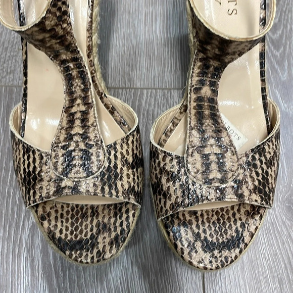 Talbots Kittie3e Espadrille Wedge Sandals Natural Reptile T Strap Ankle 8M - Picture 14 of 14